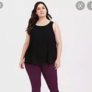 Torrid Black Plus Size 2X Micro Pleat Chiffon Sleeveless Tank